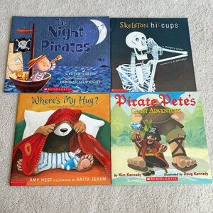 Bundle -4 Children’s Scholastic Picture Books SKELETON HICCUPS The Night Pirates